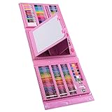 Kit De Desenho Infantil Caixa Embalada Com 208 Unidades De Giz De Cera Conjunto De Arte Multiuso Para Colorir Rosa 