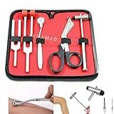 Kit De Diagnóstico De Estudante De 5 Peças Conjunto De Martelo E Diapasão Neurológico Reflexo C 128 E C 512 Inclui Cata Vento Wartenberg Tesoura De Aço Premium 19 Cm Preta