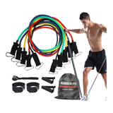 Kit De Elásticos Para Treino Exercícios Malhar Academia Tubing 11 Peças Rubber Fit