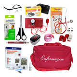 Kit De Enfermagem Premium Vermelho Com Medidor De Glicose 