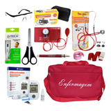 Kit De Enfermagem Vermelho Premium Com Medidor De Glicose