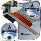 Kit De Engraxar Sapatos Novax Graxa Escovas De Polir Flanela
