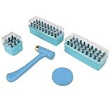 Kit De Estamparia De Metal Placas De Estampagem De Metal DIY Fazendo O Número Do Alfabeto Punch Carimbos De Couro Pedestal De Aço Redondo Sola Macia Para Madeira