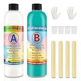 Kit De Fabricação De Moldes De Silicone 10A Super Elástico Jade Verde Platina RTV 2 Borracha De Silicone Líquida 600 G Para Fundição De Moldes De Silicone 3D Resina Sabão Cera De Vela Gesso Argila Moldes DIY 1 1 Por Volume 