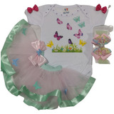 Kit De Fantasia Jardim De Borboleta E Flores Infantil Bebe
