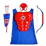 Kit De Fantasia Para Meninos Do Homem Aranha Máscara Espada Peito Capa Arco Flecha