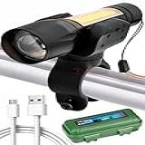 Kit De Farol Luz Para Bicicleta Recarregável Conjunto De Lanterna Para Bike E Suporte Universal Liberação Rápida Impermeável 3 Modos 1 Cabo USB Incluído 