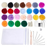 Kit De Feltro De Agulha Itinerante De Lã Multicolor 25 Cores