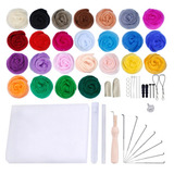 Kit De Feltro De Agulha Itinerante De Lã Multicolor 25 Cores