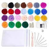 Kit De Feltro De Agulha Itinerante De Lã Multicolor 25 Cores
