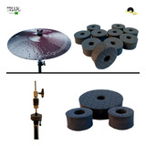 Kit De Feltros Para Estante De Prato E Chimbal Preto Compatível Com Todos As Marcas De Bateria