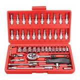 Kit De Ferramentas Jogo Catraca 46 Peças Maleta Soquetes