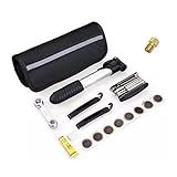 KIT De Ferramentas Para Reparo De Pneu De Bicicleta Remendo Jogo De Chaves Bike Portátil Chave 16 Funções Com Espátulas Mini Lixa Cola De Borracha Bomba De Ar Chave De Boca Bolsa Com Zíper E Remendos PREMIUM DUPIN
