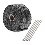 Kit De Fita Térmica De Envoltório Térmico E Laços Inoxidáveis- Preto De 5 Cm X 5 M