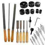 Kit De Formão Lima Grosa Brocas Chatas E Serra Copo Madeira Marcenaria Ferramenta