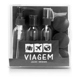 Kit De Frascos Para Viagem Porta Shampoo Mala Mini 9 Peças Cor Preto