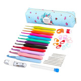 Kit De Ganchos De Crochê Portátil Com Materiais De
