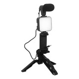 Kit De Gravação 5em 1 Vídeo Tripé Led Suporte Celular Selfie