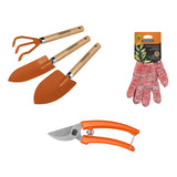 Kit De Jardinagem Tramontina 3 Peças Tesoura Poda Luva