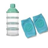 Kit De Joelheiras Para Bebê Com Estampa Sorridente Dispensador De Alimentação Com 4 Separações COR VERDE