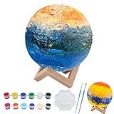 Kit De Lâmpada De Lua Pintar Luz Noturna 3D DIY Com Suporte Tintas E Pincéis Artesanato Artístico Para Crianças Pintarem Para Crianças Pré Escolares Aprendendo Aniversário Idades 3 4 5 6 7 8 9 10 11 12 