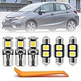 Kit De Lâmpadas Interiores LED Brancas 6 Peças Para Honda Fit 2009 2010 2011 2012 2013 2014 Mapa Dome Trunk Cargo License Plate Lights Super Bright 6000K Lâmpadas Interiores 6000K Ferramenta De