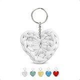 Kit De Lembrancinhas Chaveiro Coração Crochê Em Fio De Malha -50- BRANCO-