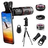 Kit De Lentes De Câmera Para Celular Lente Telescópica 4 Em 1 18X Com Zoom Telescópico 4K HD Super Grande Macro Lente Olho De Peixe Tripé Obturador De Câmera Compatível Com IPhone 12 11 Xs Max 8 7 6 Plus Samsung Moto E Mais