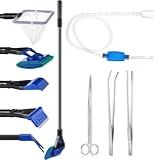 Kit De Limpeza De Aquário 9 Em 1 Com Sifão Pinças E Tesoura Para Aquários De Água Doce E Salgada Escovas Rede E Sifão Para A Drenagem Cabo De 45cm