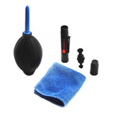 Kit De Limpeza De Lentes E Câmeras Bombinha Caneta E Flanela