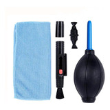Kit De Limpeza De Lentes E Câmeras Bombinha Caneta E Flanela