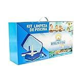 Kit De Limpeza Para Piscina Com Aspirador- Peneira- Escova E Ponteira Brustec Lazer Azul