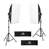 Kit De Luz Softbox Duplo Sou Foto 50x70 Para Estúdio Fotográfico Video Lives Retratos Produtos Newborn Youtube Make E Gravações Profissionais 110v 220v Bivolt
