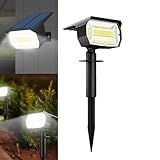Kit De Luzes Solares De Jardim - Holofotes LED Com Espeto Externo- IP65 à Prova D-Água- 3 Modos De Iluminação - Energia Solar Para Quintal E Áreas Externas -72 LED - Branco Frio- 2-