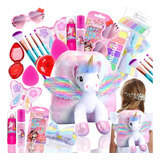Kit De Maquiagem Infantil Acessórios Mochila Unicórnio