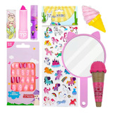Kit De Maquiagem Infantil Batom Brilho Labial Unha Lip Gloss