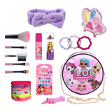 Kit De Maquiagem Infantil Com Bolsa Sombras Faixa Acessórios