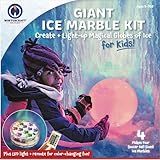 Kit De Mármore De Gelo Gigante Faça 4 Lindos Globos De Gelo Inclui 1 Base Congelante Reutilizável 4 Balões 1 Clipe De Fechamento Fácil E 1 Luz LED à Prova D água Com Controle Remoto