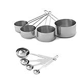 Kit De Medidores Colher 5 Peças E Xícaras 4 Peças Mimo Aço Inox