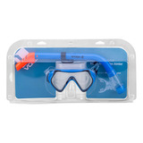 Kit De Mergulho Infantil Máscara E Snorkel Natação Vollo Cor Azul E Laranja