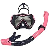 Kit De Mergulho Mascara E Snorkel Profissional Respirador Com Boa Respiração  Óculos Natação Snorkeling  Rosa 