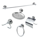 Kit De Metal Acessórios P Banheiro Aço Inox 5 Peças Stander