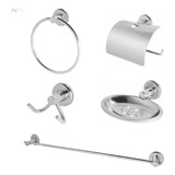 Kit De Metal Acessórios P Banheiro Aço Inox 5 Peças Stander