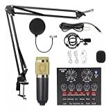Kit De Microfone Profissional Placa De Som V8- Controle De Áudio Preciso Para Estúdio- Live- Dublagem E Redução De Ruído- Compatível Com Celular- PC E Gravação Profissional