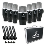 Kit De Microfones Dinâmicos Para Bateria Arcano Am dd7 C Maleta Cor Preto prata