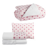 Kit De Mini Cama Lençol 3 Pçs Edredom Algodão Moderninhos