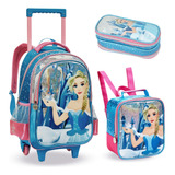 Kit De Mochila Escolar U tensils Frozen Com Design Frozen   Azul