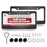 Kit De Molduras De Matrícula- Pacote Com 2 Suportes Universais De Matrícula De Carro Preto Fosco Alargados Para Carro Dos EUA- Substituição Da Tampa Do Suporte De Placa- à Prova De Ferrugem- Anti-chocalho- Resiste A Todas As Condições Climáticas
