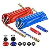 Kit De Montagem E Acessórios De Mangueiras De Freio Em Espiral De 3 5 M E 12 Polegadas Cabos De Tranças De Tranças Semi Caminhão Linhas De Freio A Ar Em Espiral Azul Vermelho E Azul Com Mãos Felizes