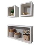 Kit De Nichos Retangulares Decorativos- MDF 15mm- 3 Peças- Branco- Para Sala- Quarto- Cozinha E Banheiro